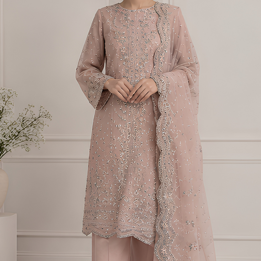 Blush Rose 3-Piece Embroidered Suit