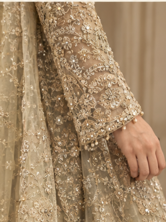 Golden Grace Embroidered Bridal Gown