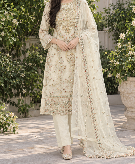 Ivory Gold Embroidered Luxury 3-Piece Suit